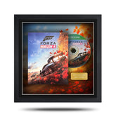 Framed 'Forza Horizon 4' game cover with disc on a white background