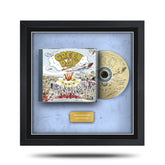 Framed Green Day album cover with CD inside on a light blue background