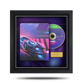 Framed video game case and disc with 'NFS' branding on a white background