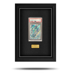 Framed collectible card with a PSA grading label on a white background Framed collectible card with a PSA grading label on a white background