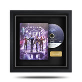 Framed playstation 5 video game disc with cover and gold label on a white background