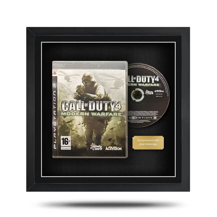 Frame a video game. Magnetic display frame showing a Playstation 3 (PS3) case and disc