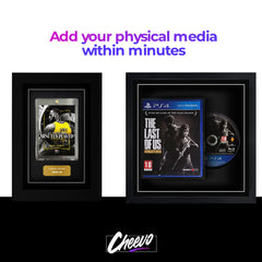 Frame any item within minutes. Video games, movies, cards, comics inside a frame. Create a display for your games room without damaging or gluing items into the frame. Frame any item within minutes. Video games, movies, cards, comics inside a frame. Create a display for your games room without damaging or gluing items into the frame.