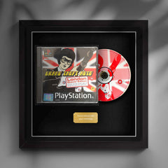 Frame a video game playstation 1 ps1 display with the Cheevo frames. Lifestyle image of the frame hanging on the wall with a god personalised plaque.  Frame a video game playstation 1 ps1 display with the Cheevo frames. Lifestyle image of the frame hanging on the wall with a god personalised plaque.