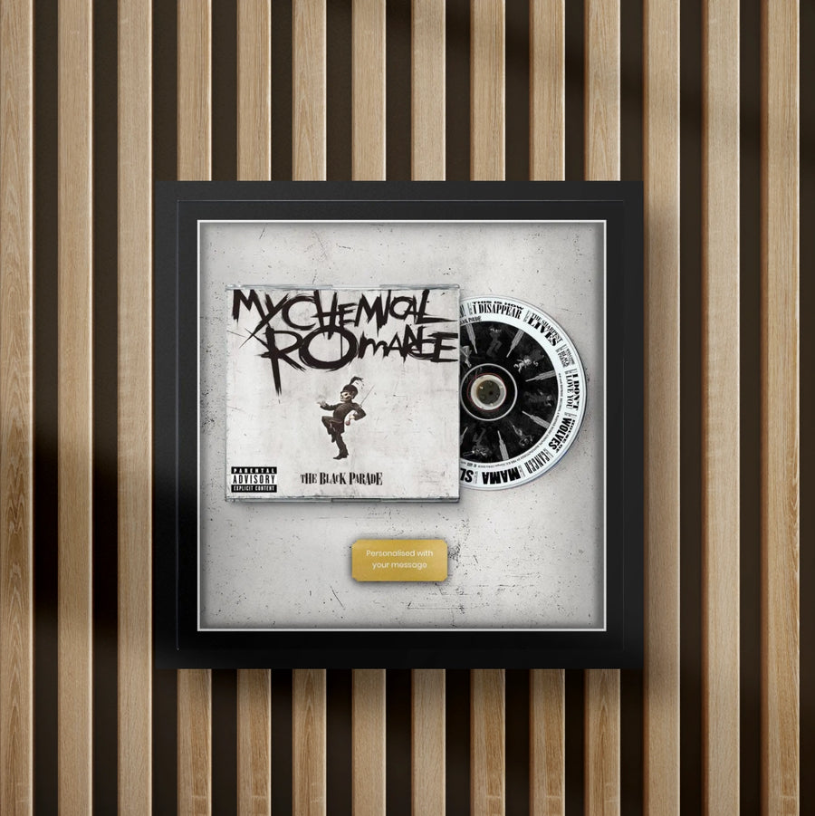 my chemical romance welcome to the black parade cd cd inside a display frame