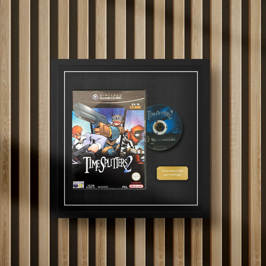 Nintendo gamecube display frame for video games on a slat wall