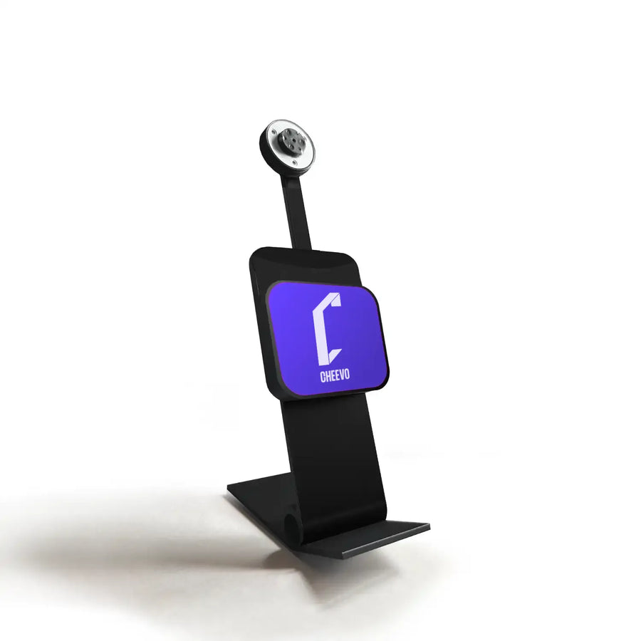 Cheevo branded video game shelf display for case and game disc on a white background