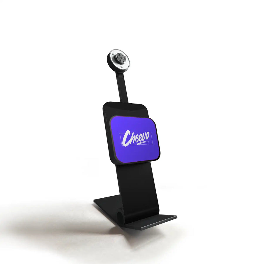 Cheevo branded video game shelf display for case and game disc on a white background