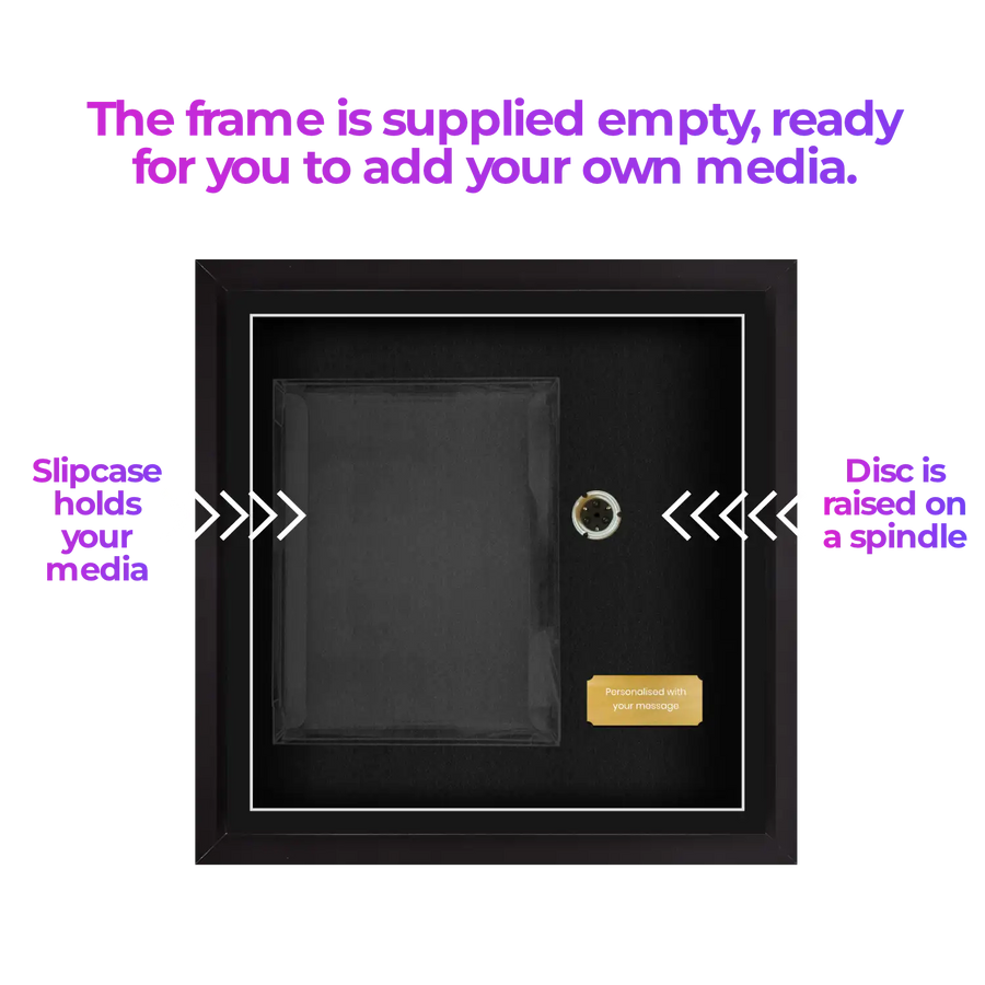 Super simple way to frame a game. Your PlayStation 1 video game 2-disc set displayed within this square frame, featuring a plastic slipcase to safely attach and remove the game case without damage.