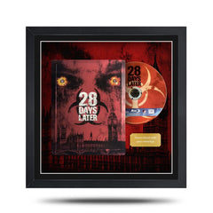 Framed '28 Days Later' movie DVD set with red background and black frame