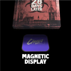 Horror movie 28 days later being placed onto a magnetic display