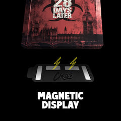 Horror movie 28 days later being placed onto a magnetic display