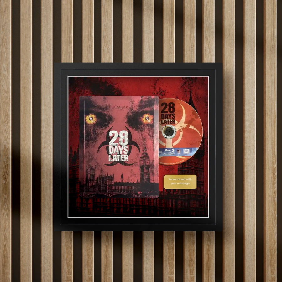 28 days later steelbook display frame with full colour background on a slat wall