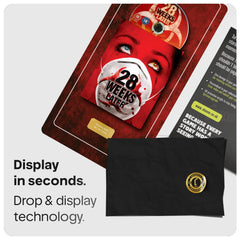 28 weeks later steelbook and movie DVD displayed on a red art background with gold plate