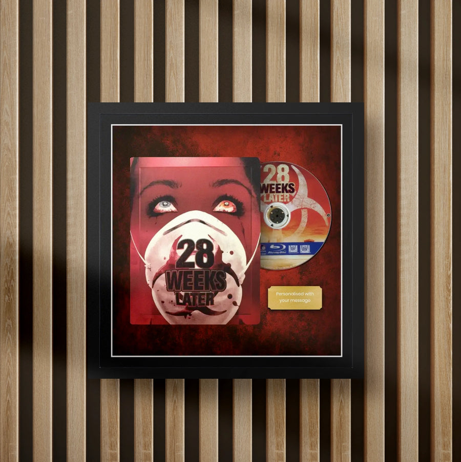 28 weeks later steelbook display frame with full colour background on a slat wall