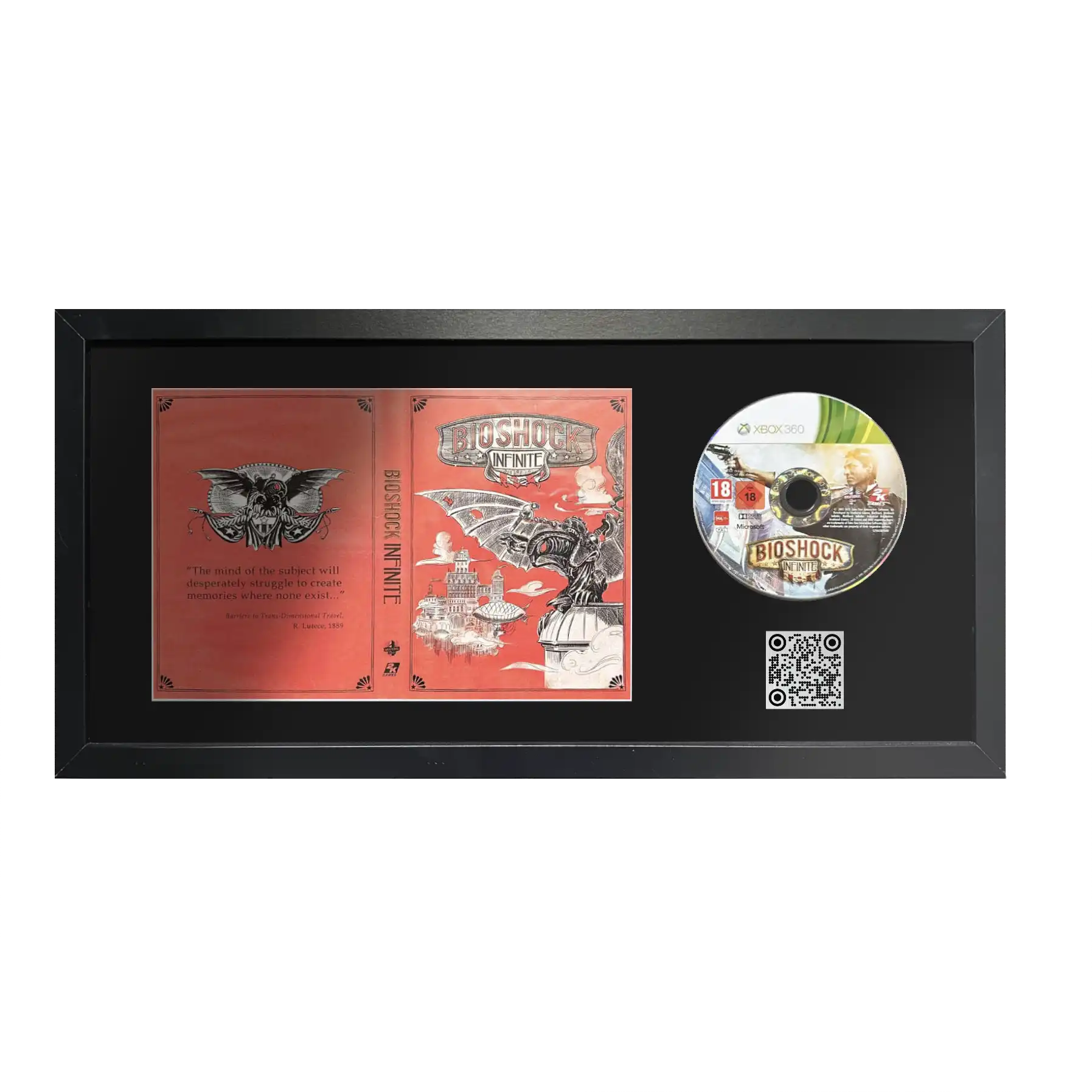 Bioshock Infinite game for Xbox 360 frame with QR code