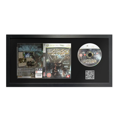 Bioshock game for Xbox 360 in a frame displayed with a QR code