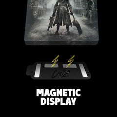 Magnetic display with the steelbook of bloodborne video game featuring the brand 'Cheero'.