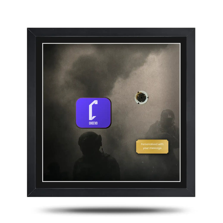 call of duty infinite warfare inspired picture frame to display a steelbook, complete with cheevo branding