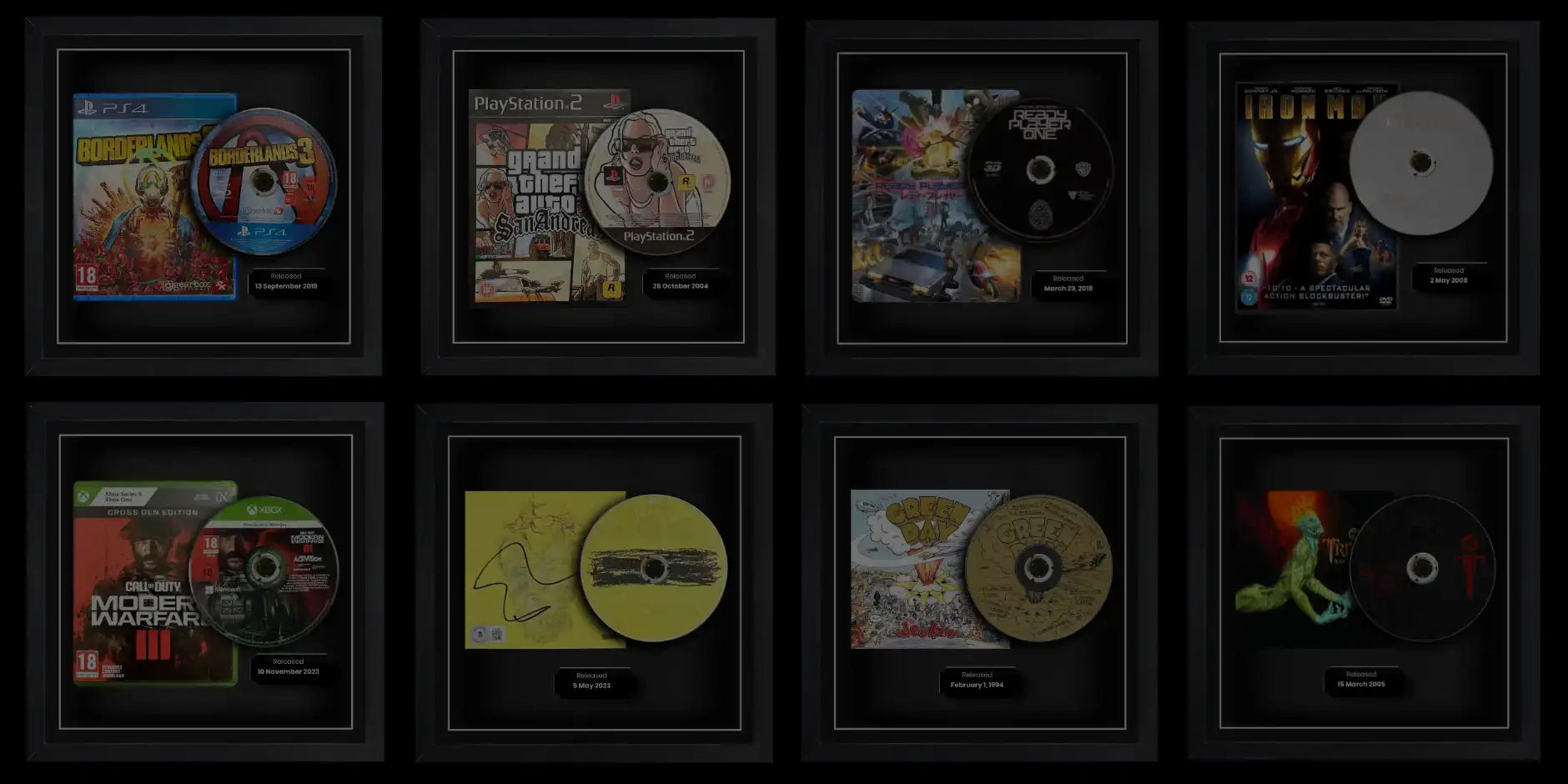 Cheevo framed games grouped together with playstation, xbox, audio and movies examples