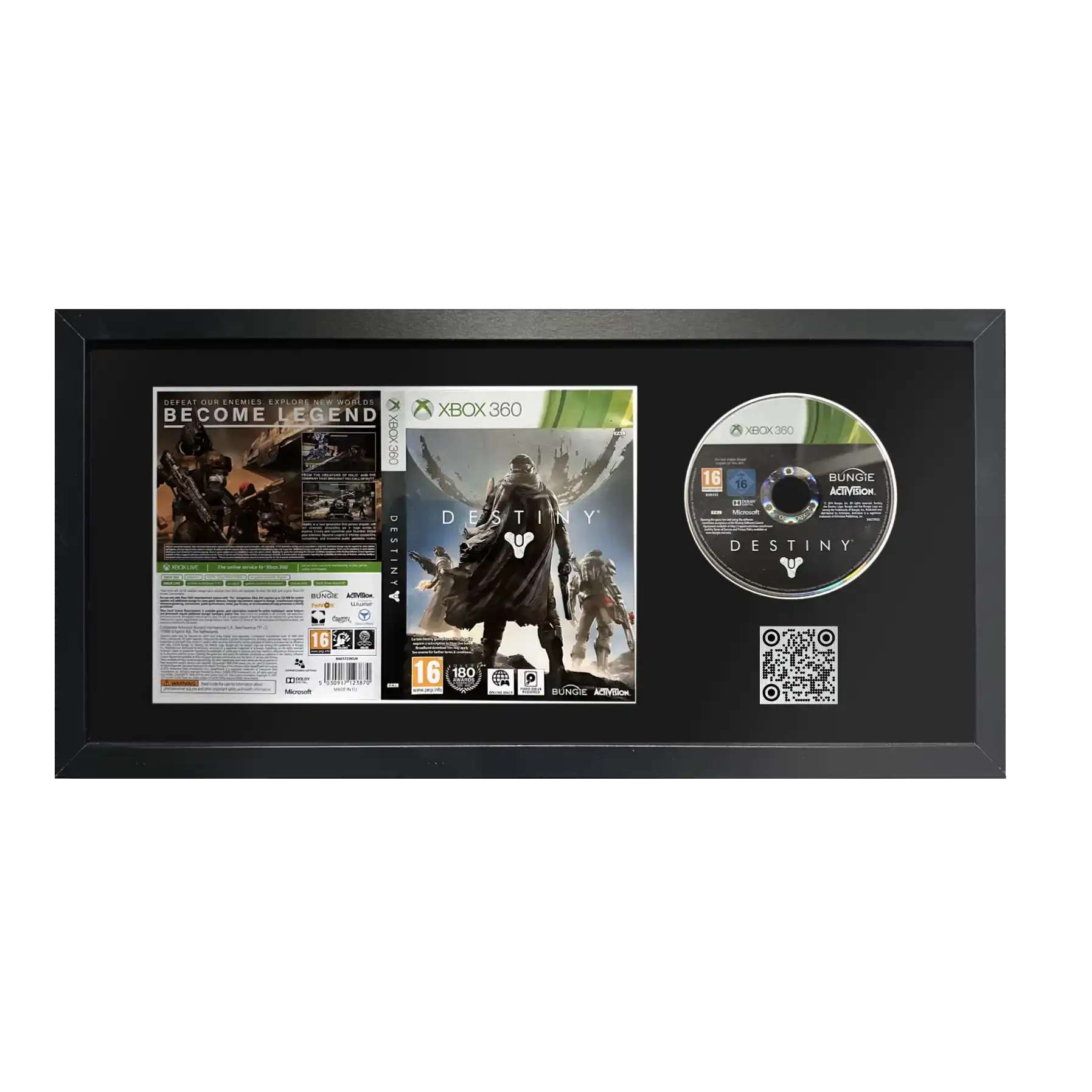 Destiny for Xbox 360 in a frame with a QR code