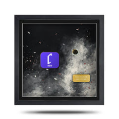 expedition 33 video game inspired picture frame with cheevo branding and a printed background