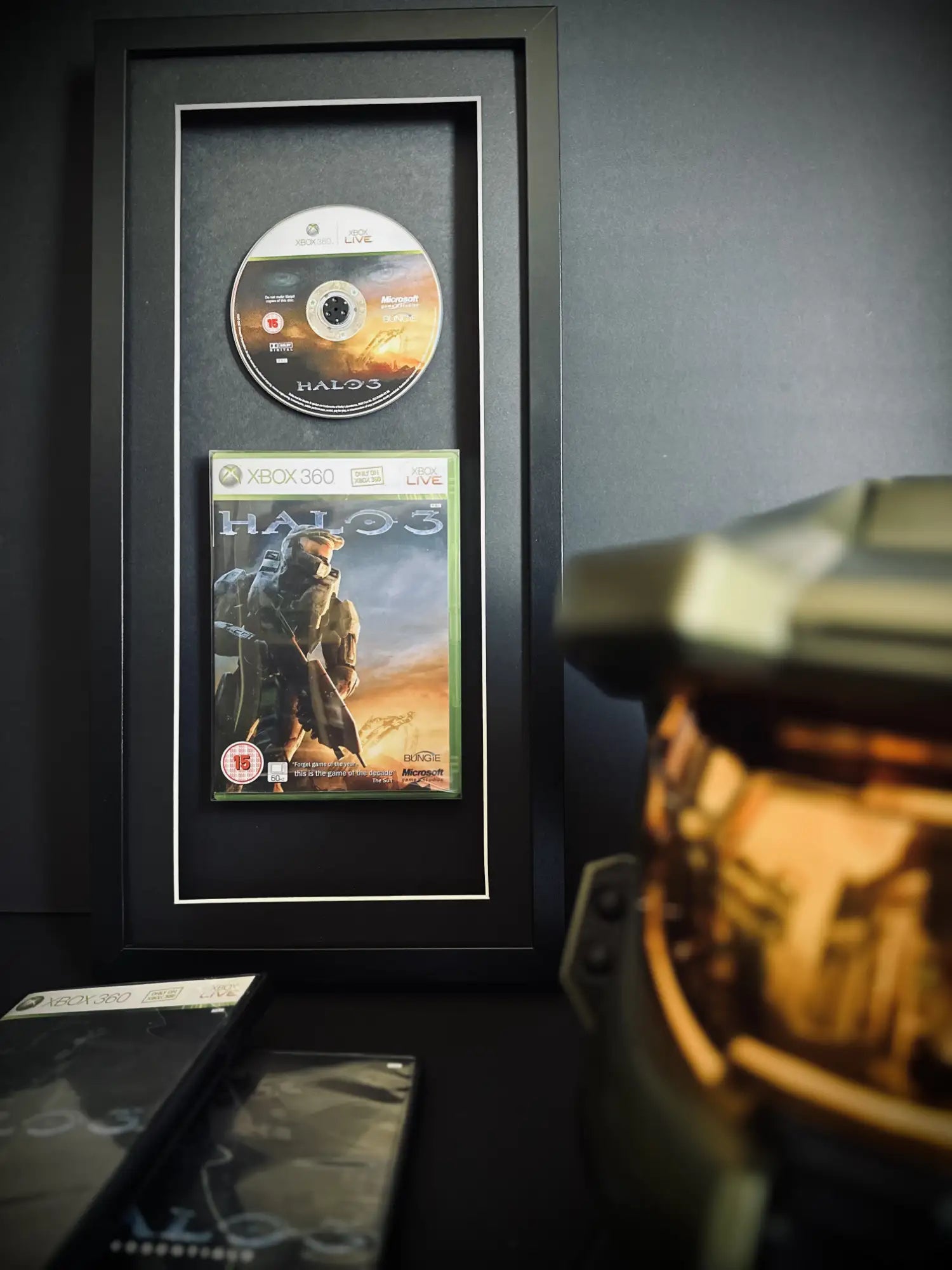 Framed game of Halo 3 for Xbox 360 for display