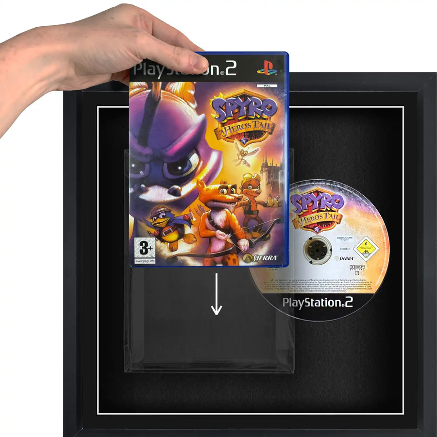 Framing a playstation 2 video game using a slipcase