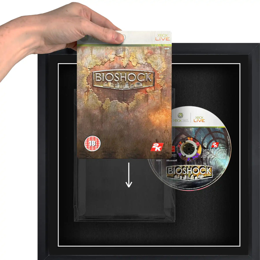 Framing a xbox 360 steelbook video game using a slipcase