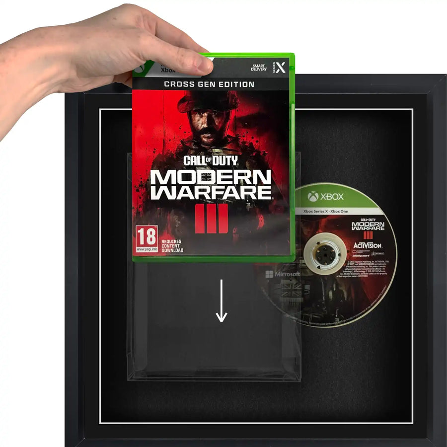 Framing a xbox series x video game using a slipcase