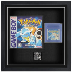 Frame Gameboy colour cardboard cases and cartridges. Display your gameboy games inside a frame for presentation on you wall. Relive the nostalgia of 1999. Add a QR code.