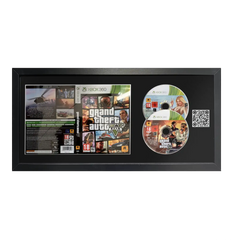 Grand theft auto 5 game on Xbox 360 in a frame with a QR code