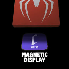 Spiderman steelbook being added to a magnetic display bracket