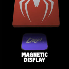 Spiderman steelbook being added to a magnetic display bracket