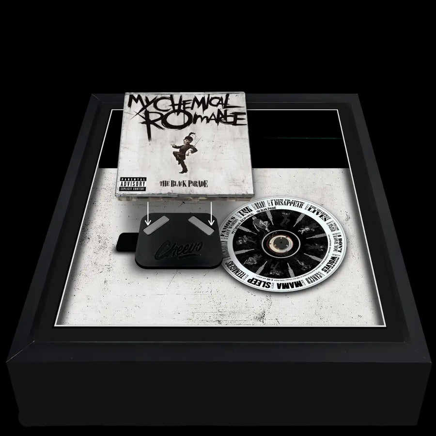 Framing a my chemical romance cd inside a frame. The easiest way to frame a cd using the Cheevo magnetic system. 