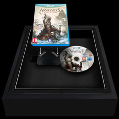 A frame displaying a Nintendo Wii U game and disc