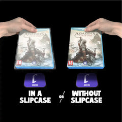 Nintendo Wii U being added to a slipcase and displayed on a magnetic bracket