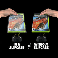 Framing video games using slipcases or without. Using the Cheevo magnetic frame, you don't need to use a slipcase.