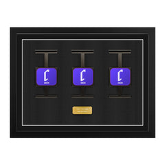 Cheevo ltd designed trading card display brackets inside of a picture frame