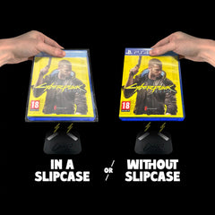 Displaying a playstation 4 video game case with and without a slipcase