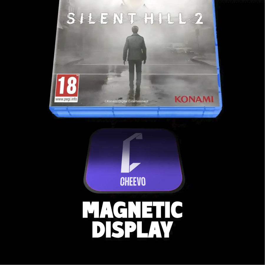 Silent Hill 2 game case with a magnetic display feature on a black background