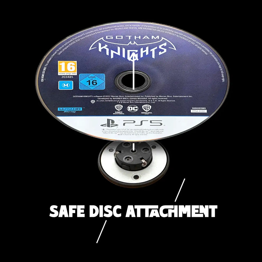 PlayStation (PS5) disc being attached to a spindle