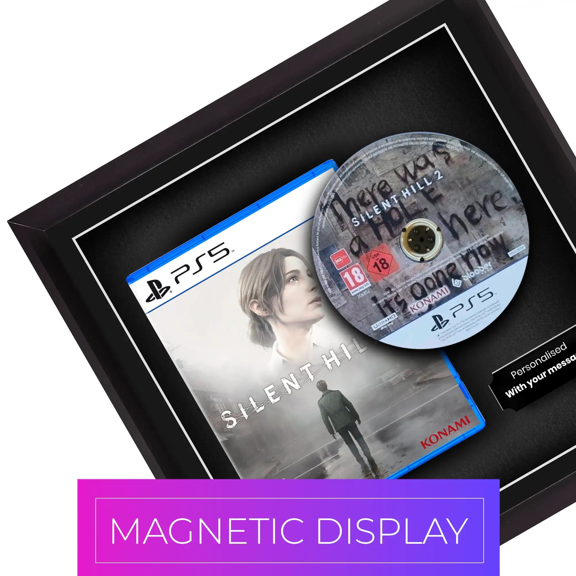 Frame a playstation 5 video game. The Cheevo magnetic display frame presents your video game safely and securely. 