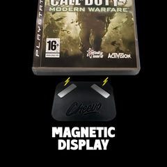 Using a magnetic attachment to display and connect a playstation 3 video game