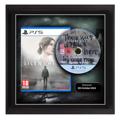 Silent Hill 2 remake 2024 video game framed game display. Playstation 5 game displayed.