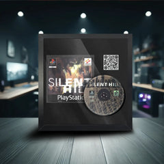 Silent Hill Playstation 1 video game inside a frame. The square frame clearly displays the disc and game disc safely