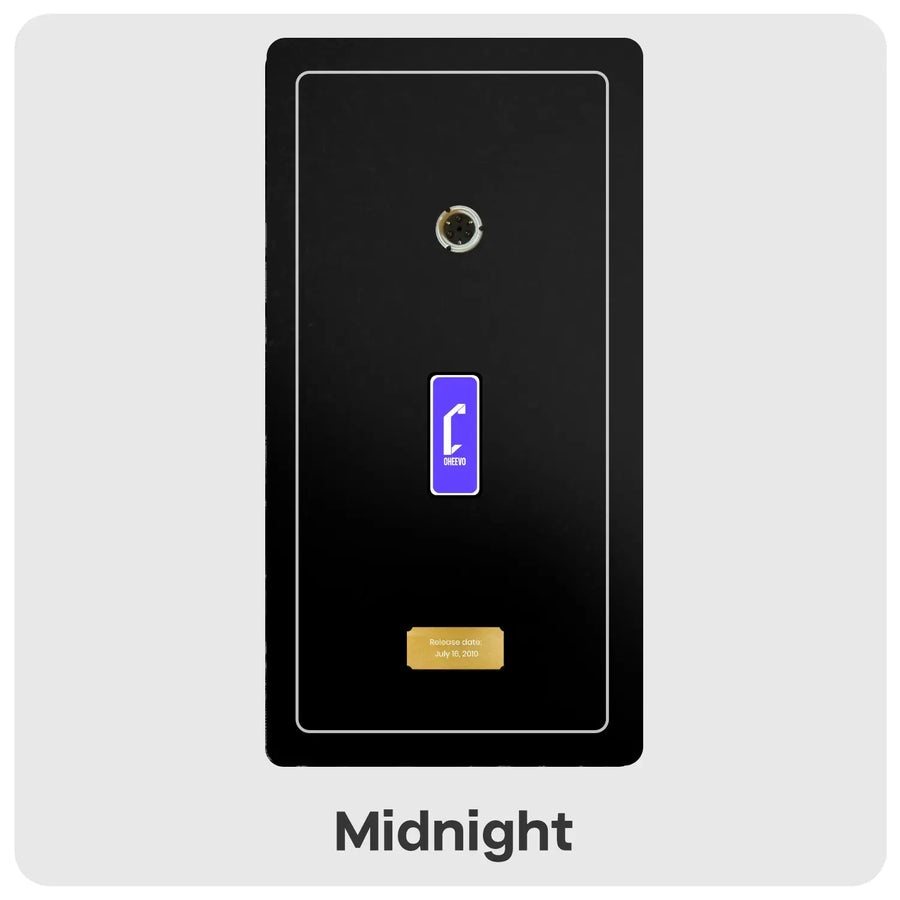 Midnight coloured artwork with DVD spindle at the top, a Cheevo purple logo in the middle and gold plate with text at the bottom