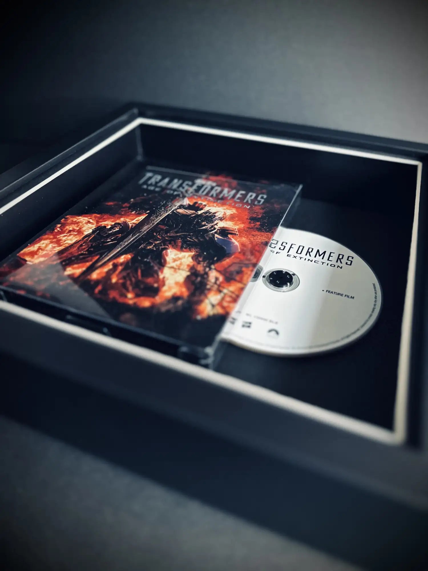 Transformers Age Of Extinction Steelbook DVD inside a square frame details