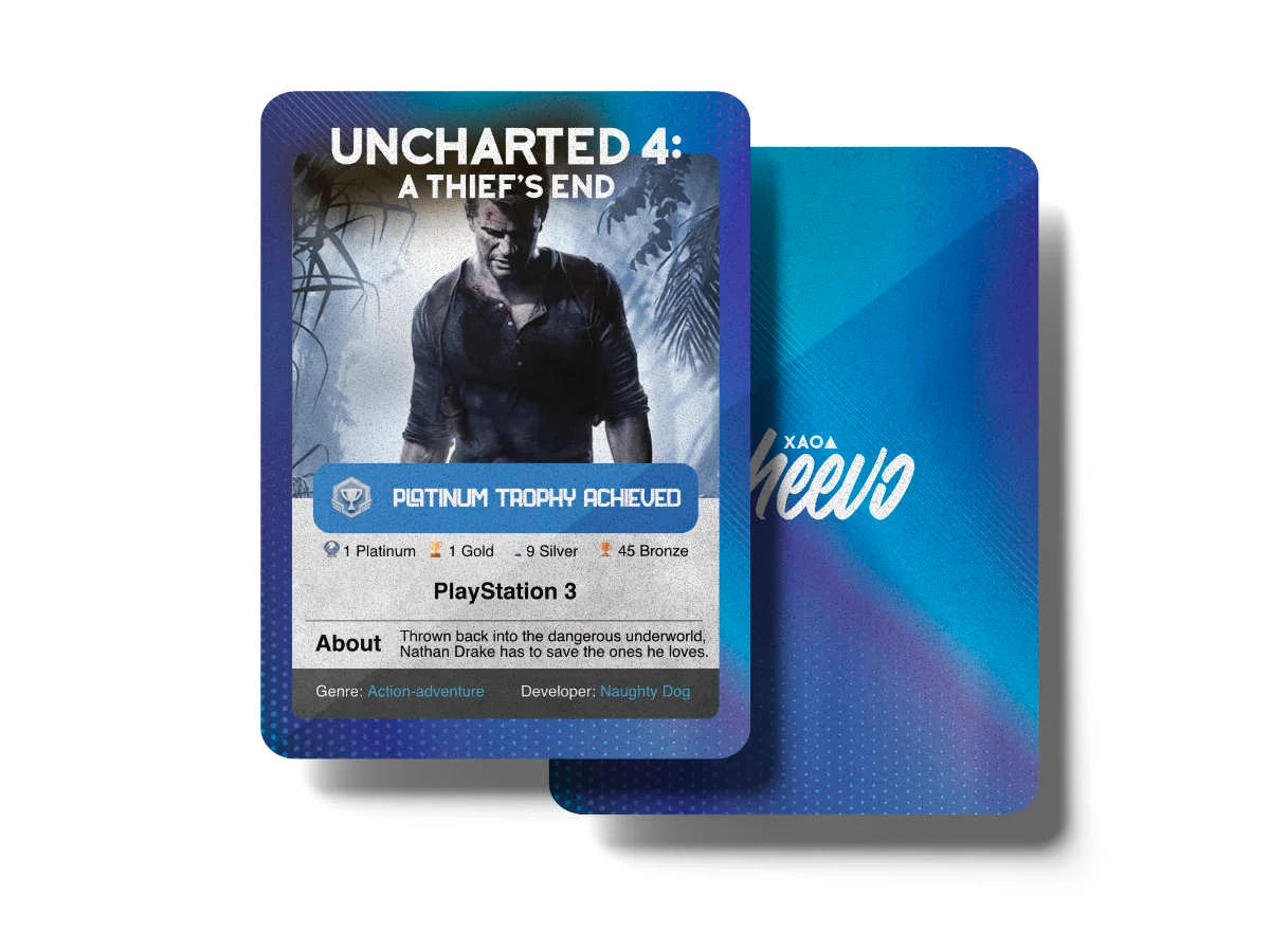 Uncharted PlayStation Platinum Trophy Cards Cheevo
