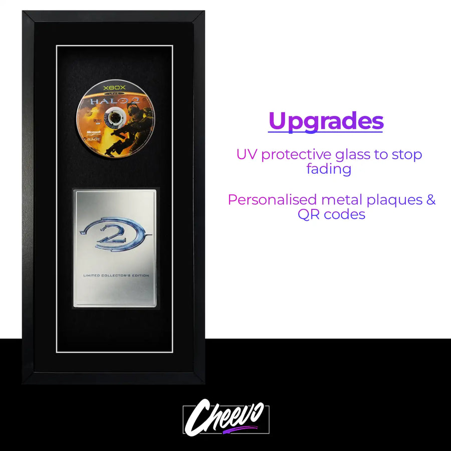 Add sunlight protection from uv fading and personlised plaques to your display. Frame any video game, movie, comic, trading card with cheevo display solutions.